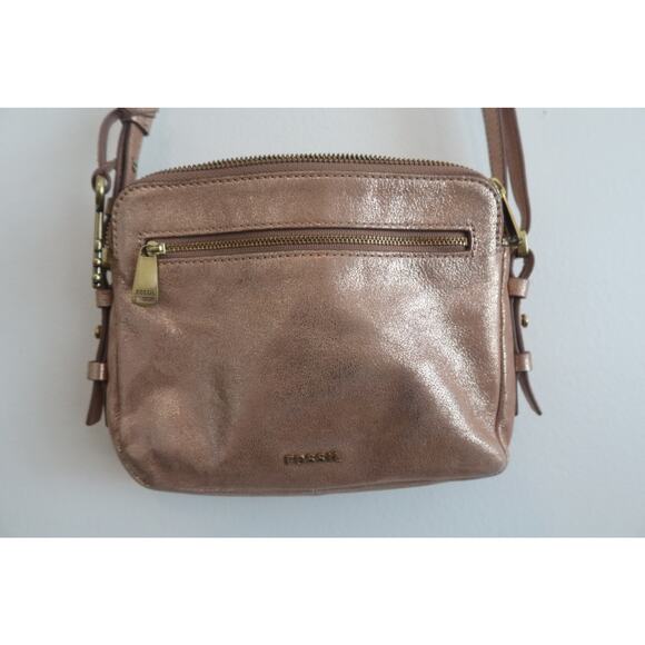 Fossil Piper Toaster Leather Crossbody Bag Metallic Rose Gold - Picture 3 of 8